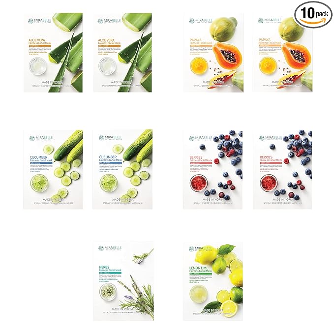 MIRABELLE COSMETICS KOREA Healing Skin Facial Sheet Mask Combo Pack of 10 at Rs. 470
