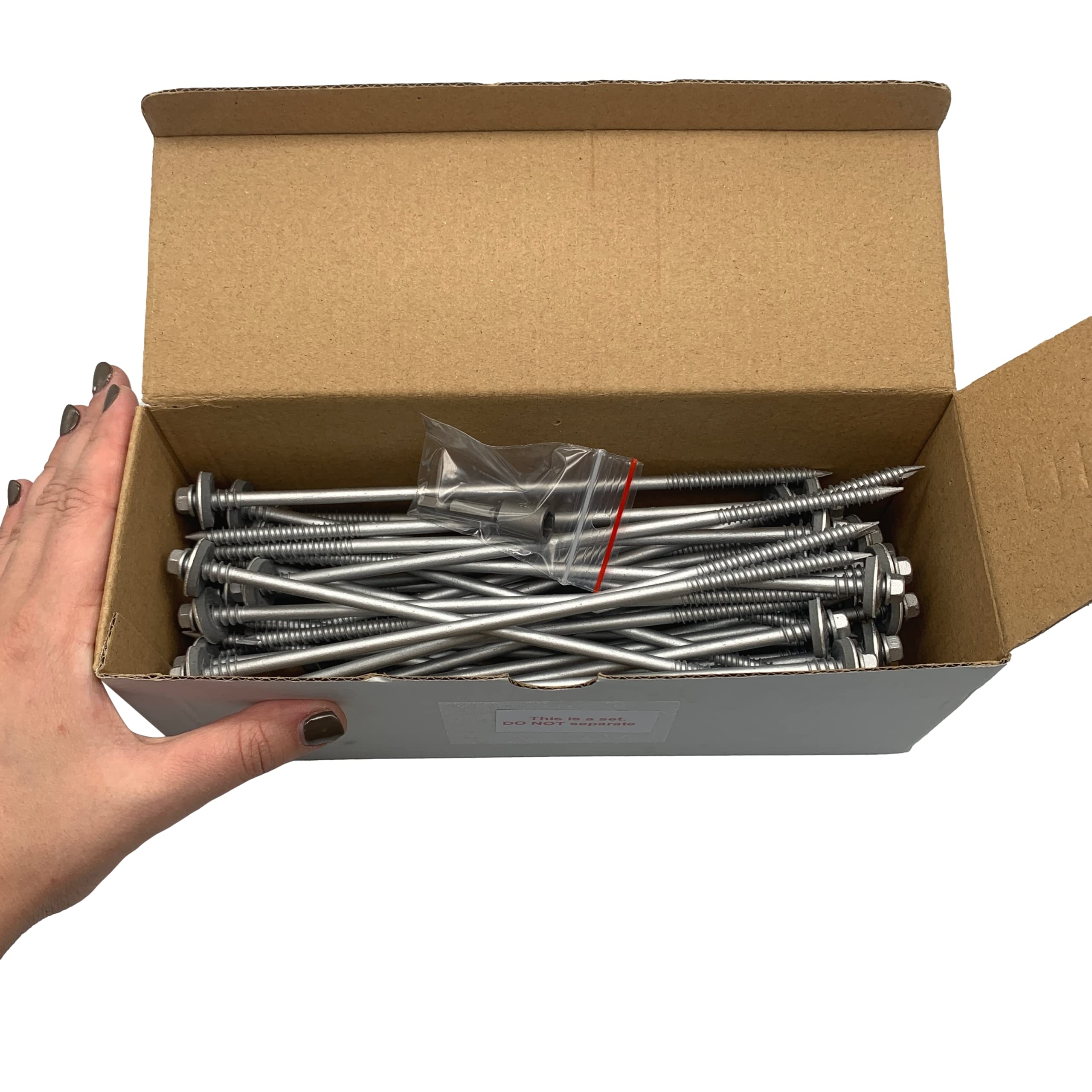 Marcopol (40 Stück) Sechskant-Schrauben mit selbstbohrendem 6,4 x 210 mm Karbonstahlschrauben mit EPDM-Unterlegscheiben zur Befestigung von Sandwichplatten