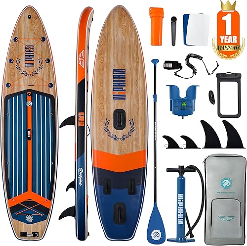 Niphean Tabla de remo inflable con diseño de ala equilibrada y accesorios duraderos de SUP, tablas de remo inflables estables de 11 pies para