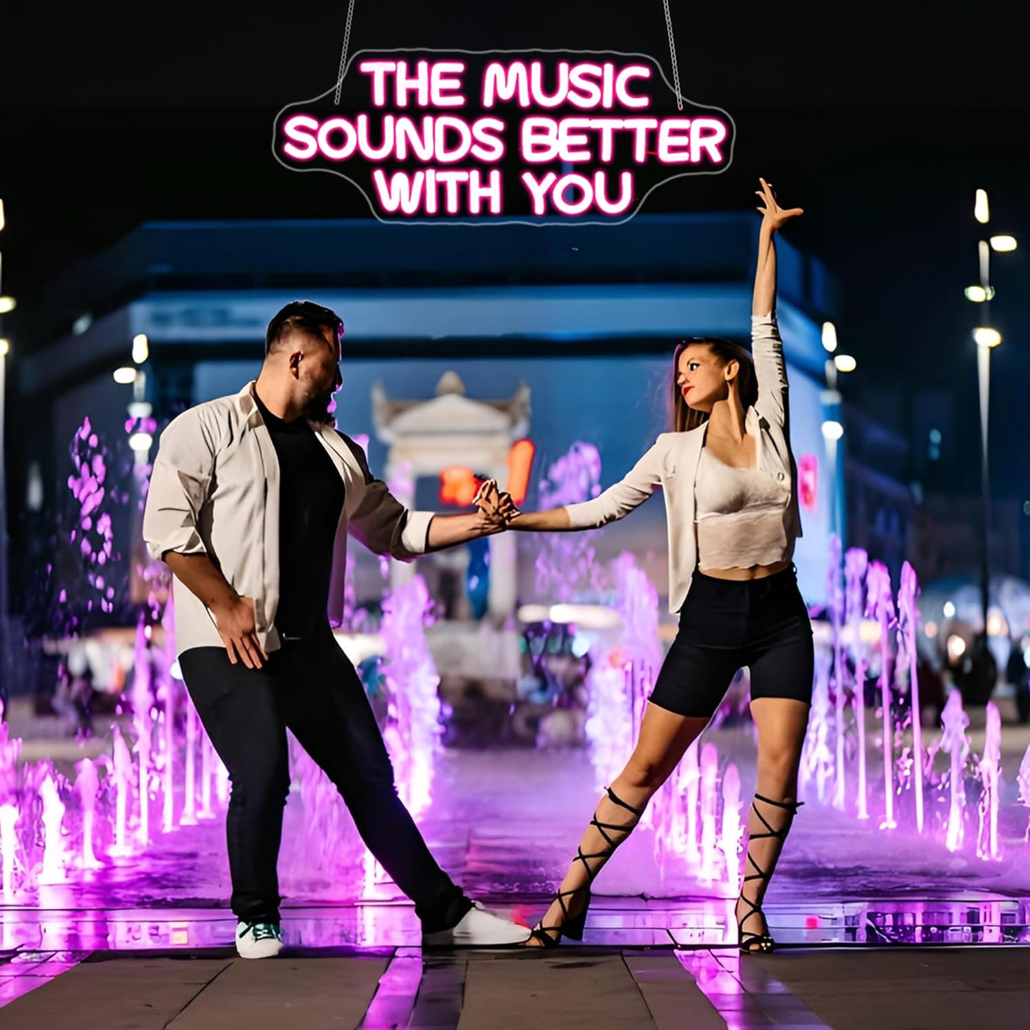 Neon Sign, HSJNJKFU Pink Neon Signs for Wall Decor, Music LED Signs for Party Bedroom Party Birthday Home Decor, Bar Beer Signs for Man Cave - USB Powered