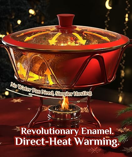 Miniatura 4 de Paquete de 4 platos para bufé, esmaltados, redefinidos, calentadores de alimentos para fiestas buffet diseño de calefacción sin agua Juego de bufé