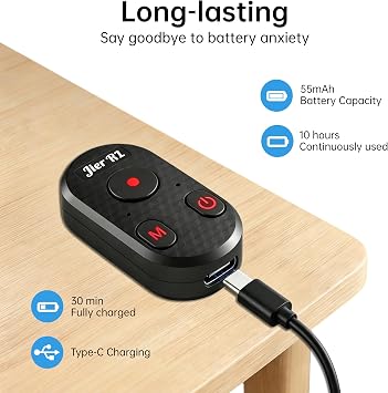 Bluetooth Camera Remote Control for iPhone & GoPro 65ft Range, Instant Pairing, No App | Type-C Rechargeable Shutter Remote for Selfies & Vlogging, Compatible with iPhone 12-17, GoPro 8-13, Android