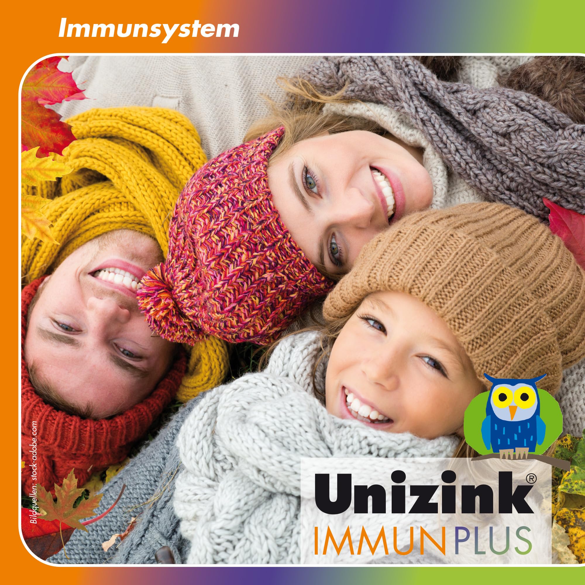 Unizink IMMUN PLUS – Nährstoff-Komplex mit Zink, Vitamin C, D3 und E sowie Selen, Bioflavonoiden und Beta-Glucan, unterstützt eine normale Funktion des Immunsystems, gluten- & laktosefrei, 60 St