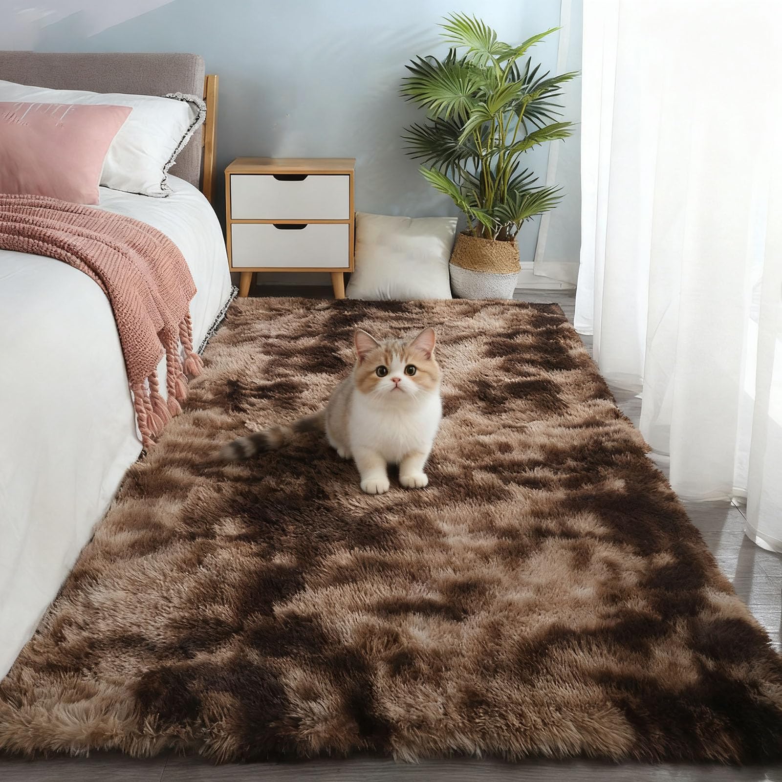 Tapis doux antidérapant et lavable 140 x 200 cm résistant aux taches de café