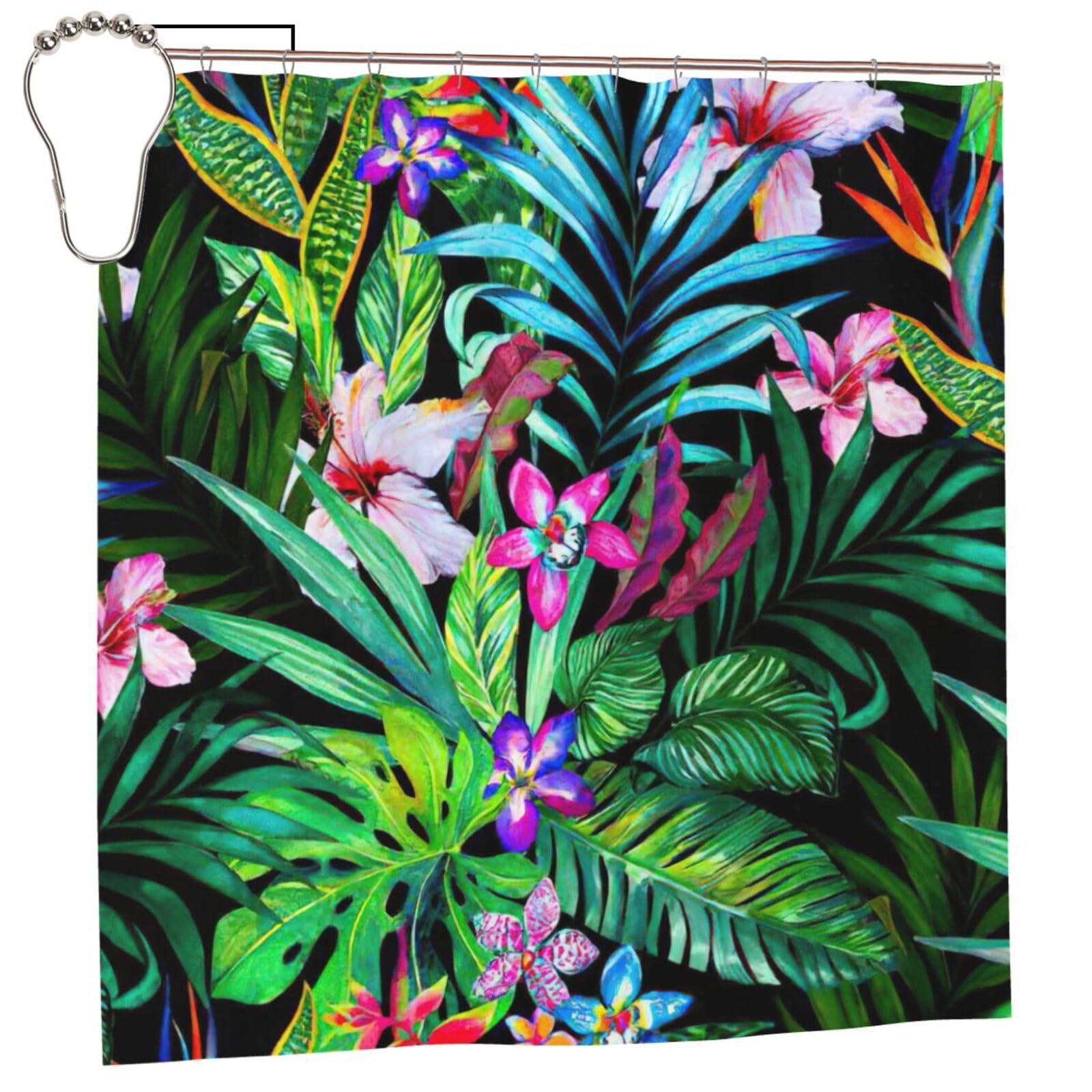 Rideau de douche haut de gamme en polyester durable imprimé feuilles colorées