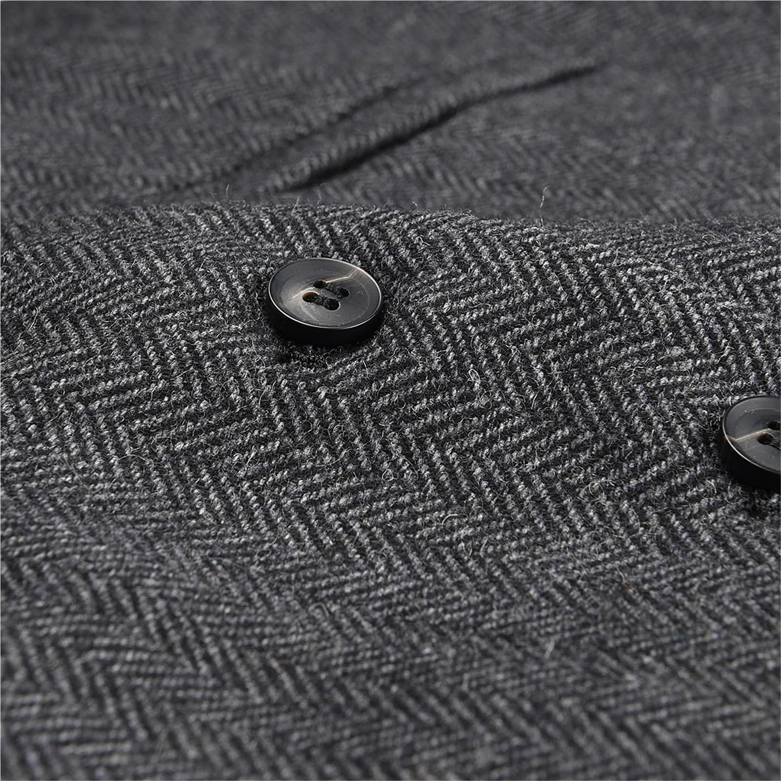Chaleco traje Chaleco de hombre mezcla lana y tweed con espiga, chaleco vestir cuello sastre Chaleco vestir hombre(Dark Grey,L)