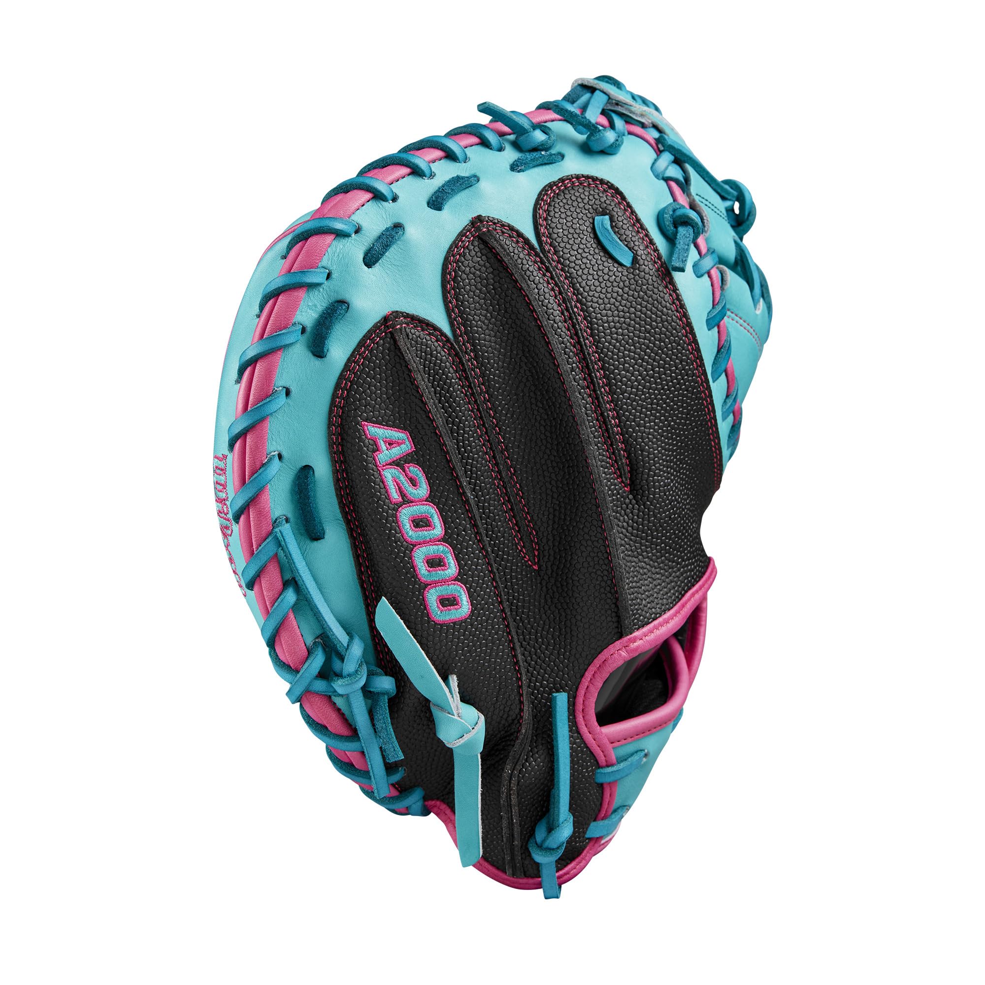 Wilson Fall 2024 A2000® CM33SS - Guanto da baseball da 83,8 cm, mano destra, colore: nero/foglia di tè/fenicottero