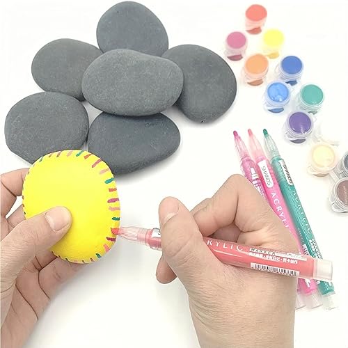 Miniatura 3 de Lifetop 10 rocas de pintura grandes, rocas planas y suaves para manualidades, decoración, rocas negras para pintar, seleccionadas a mano para pintar