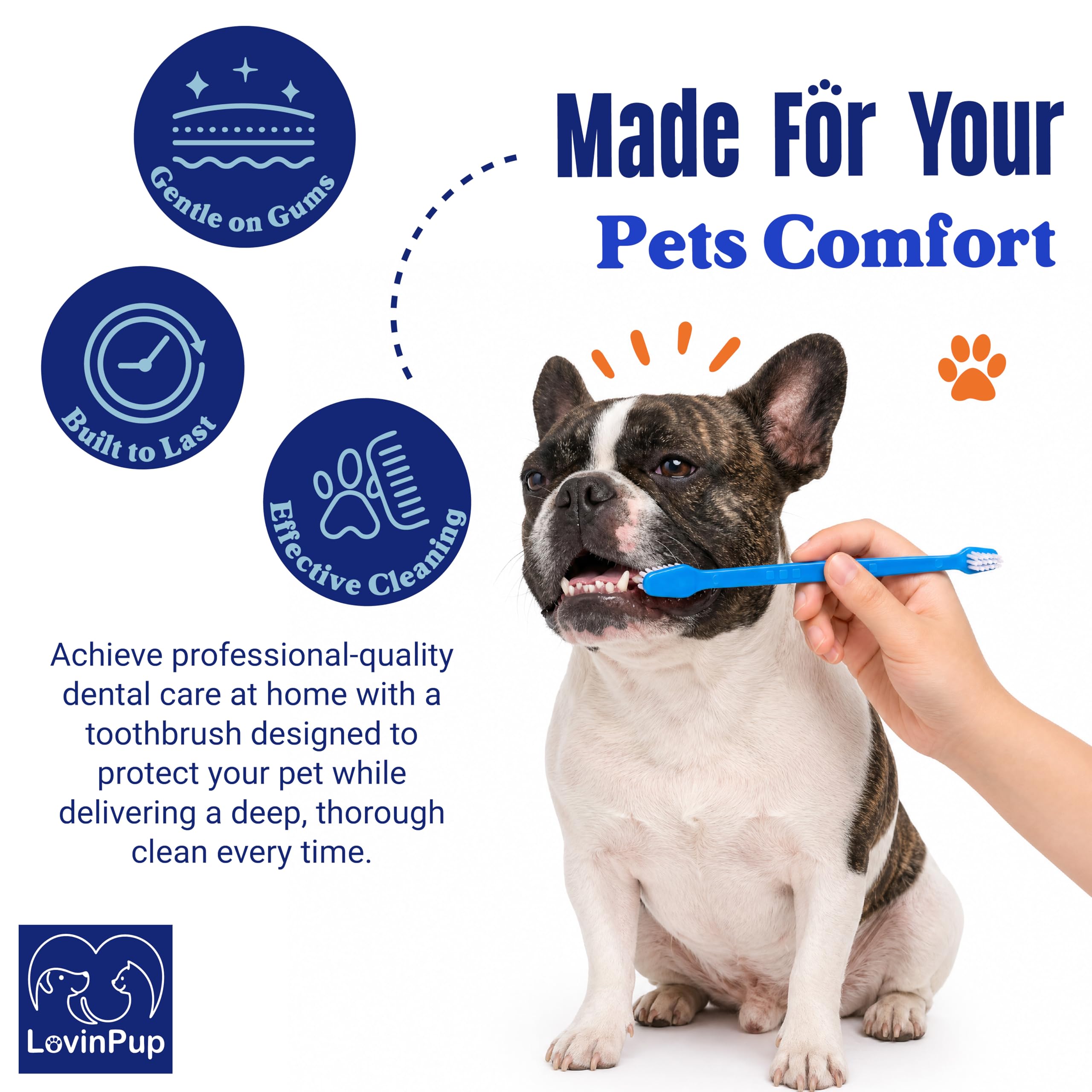 Juego de cepillo de dientes profesional para perros y gatos de doble cara para dientes grandes y pequeños