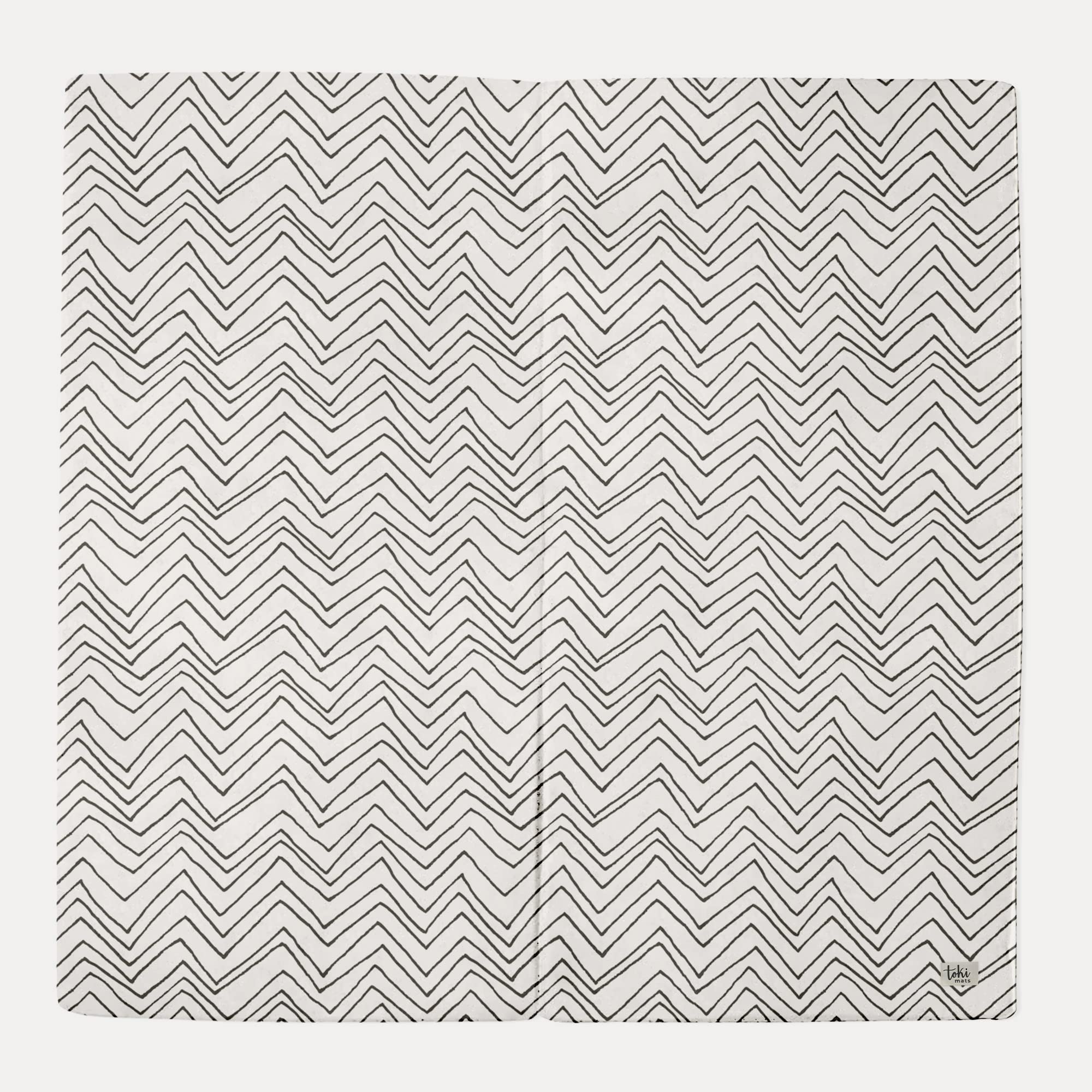 Toki MatsOrganic Mega Play Mat 55 Inches x 55 Inches | Chevron | Padded Play Mat with Included Cotton Removable Washable Cover