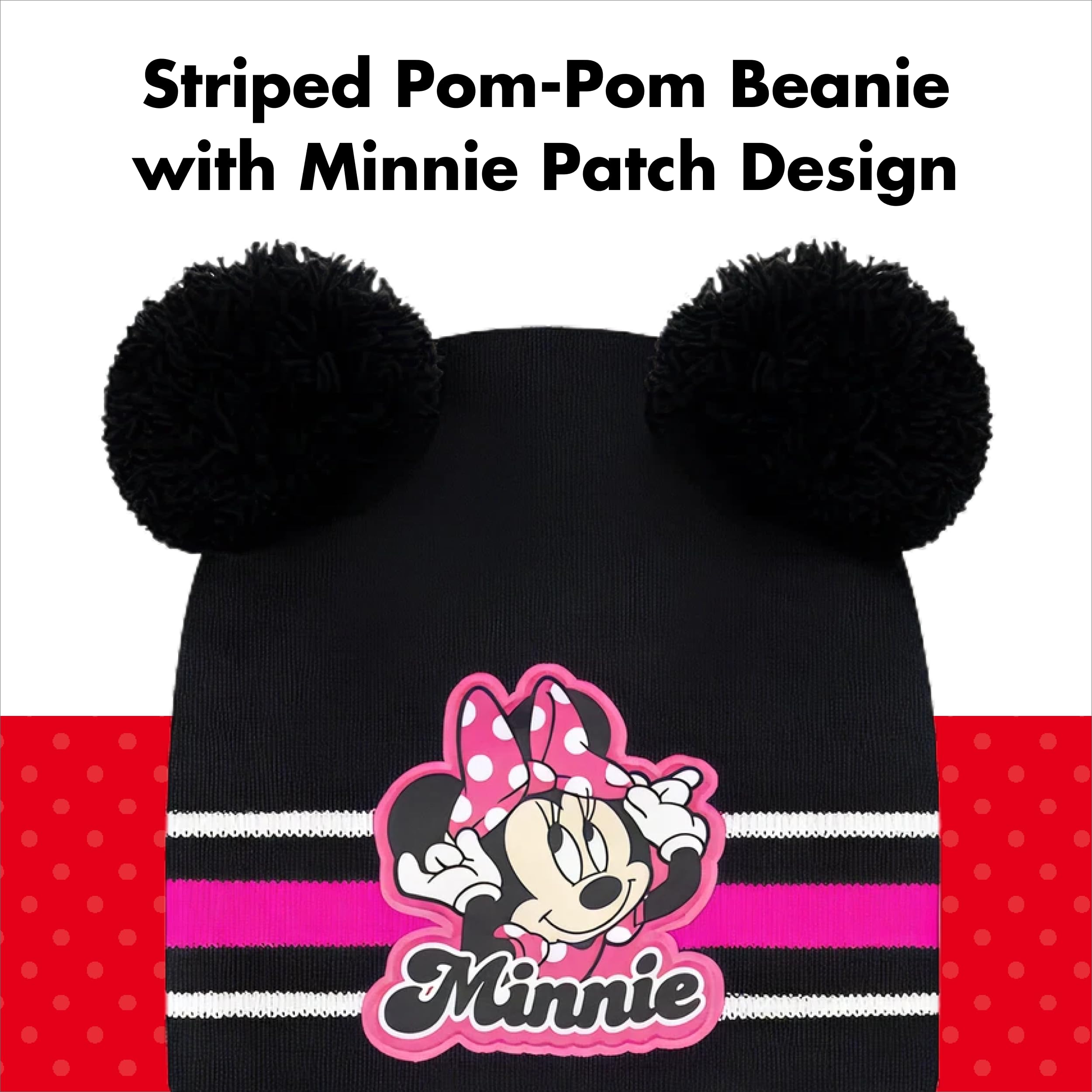 Disney Girls Toddler Winter Hat, Scarf & Mittens Set 2-4 Or Minnie Mouse Hat, Scarves & Kids Gloves Sets 4-7