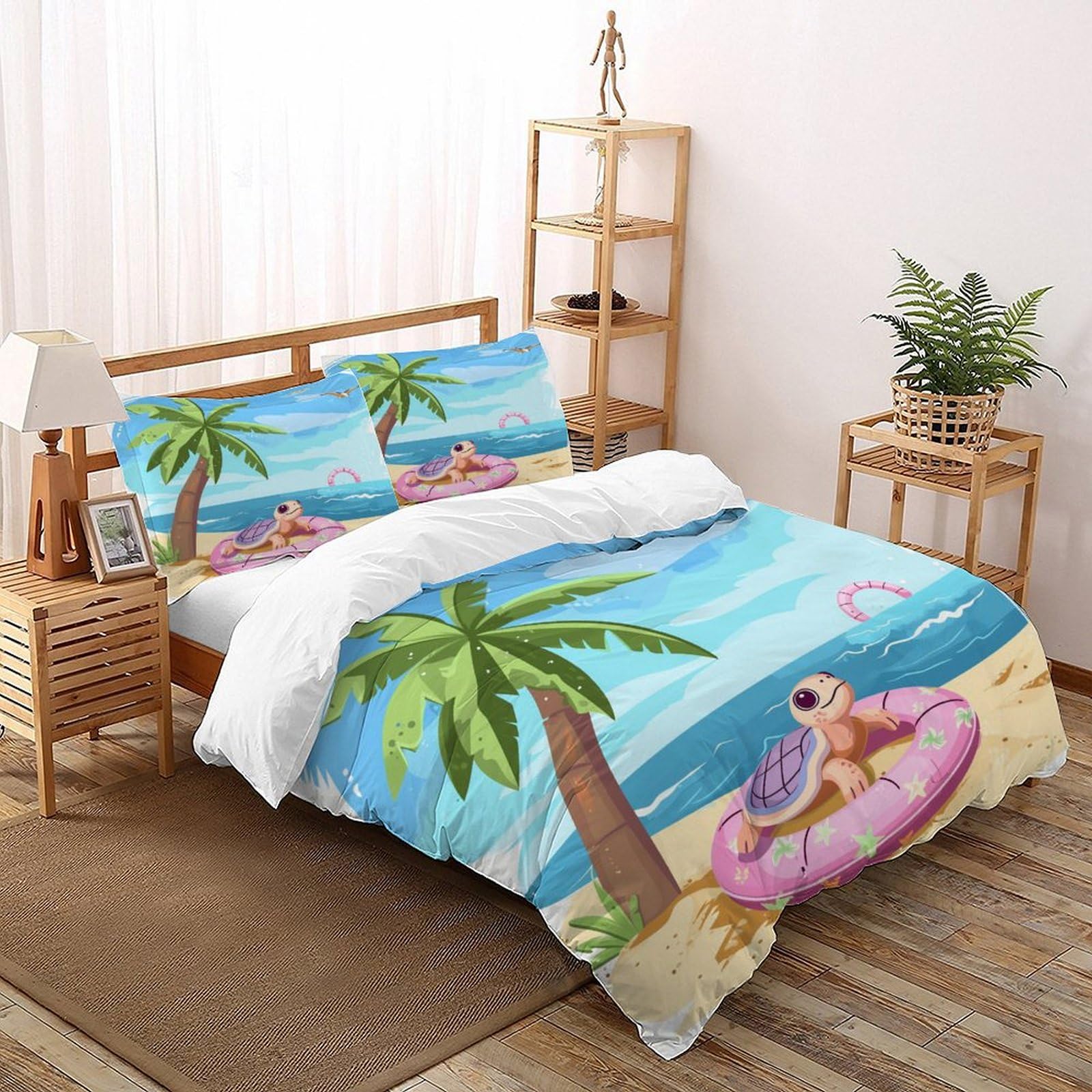 Parure de lit tortue sans repassage microfibre 260x220cm