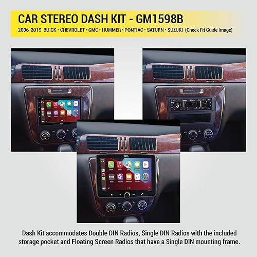 Miniatura 4 de Scosche GM1598B Kit de tablero de instalación de radio de bolsillo doble DIN o DIN simple compatible con vehículos GM seleccionados 2006-2019 -