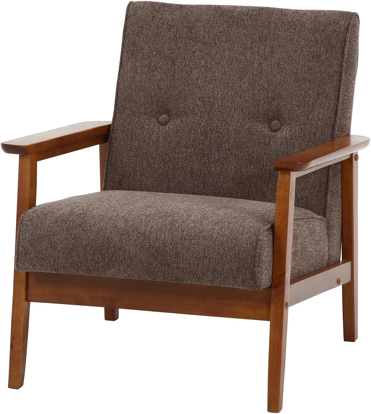 Takumistyle Chair Sofa 25.2" W Brown Thick Fabric Malaysian Artisan-Made IDX620122