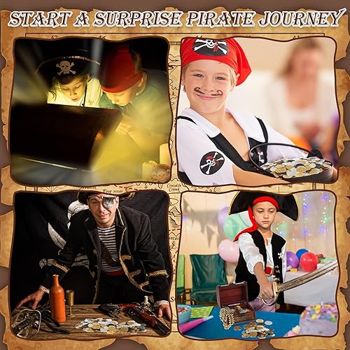 Miniatura 6 de Hanaive 50 monedas de metal del tesoro, monedas piratas de metal, fichas de juego de monedas de oro falsas, doblón español, fichas del tesoro