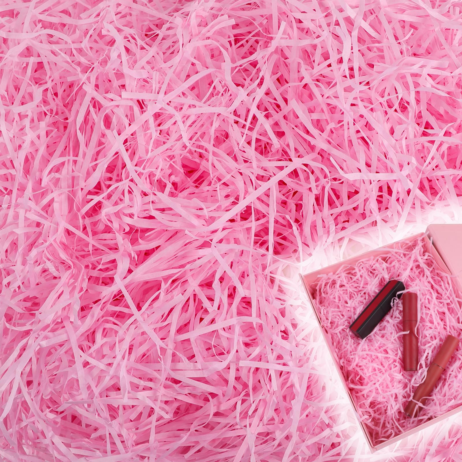 Vaktop Pink200g Shredded Tissue Paper, 200g Pink Easter Grass, Raffia Paper Shreds for Gift Boxes, Hampers Fillers, Basket Decorations, Party Supplies Accessories