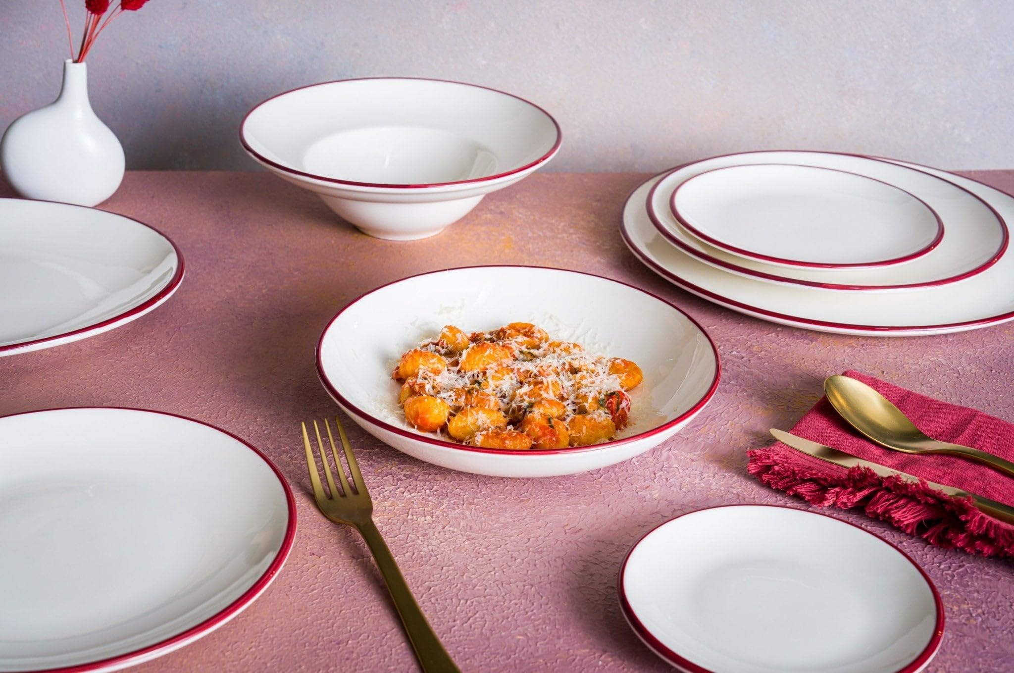 Bonna Platos hondos - Linea Burgundy - Porcelana - 25 cm (1300cc) - juego de 6