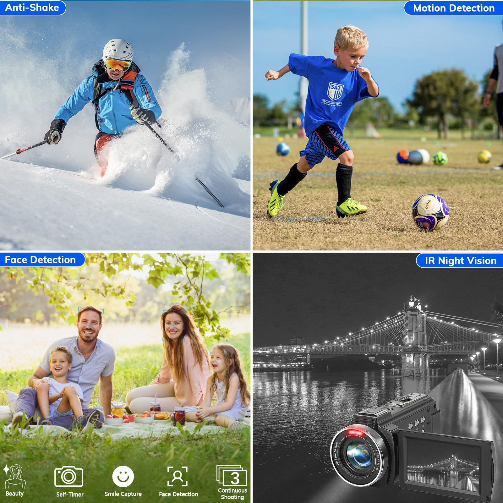 Videocamera FHD 1080P per YouTube con 30FPS 36MP 3.0 Pollici 270 Gradi Rotazione LCD, Zoom Digitale 16X Fotocamera Vlogging per Principianti con 2 Batterie Microfono, Telecomando, Stabilizzatore