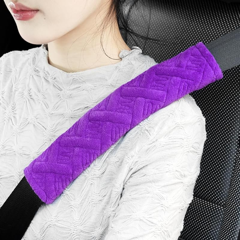 Almofadas para Cinto de Segurança JUSTTOP em Poliéster Roxo – Pacote com 2