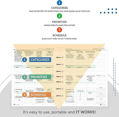 Miniatura 10 de Planner Pad Embudo de 3 niveles de hojas sueltas de 7 agujeros, organizador de 12 meses, año calendario (enero a diciembre de 2023), tinta negra, 6