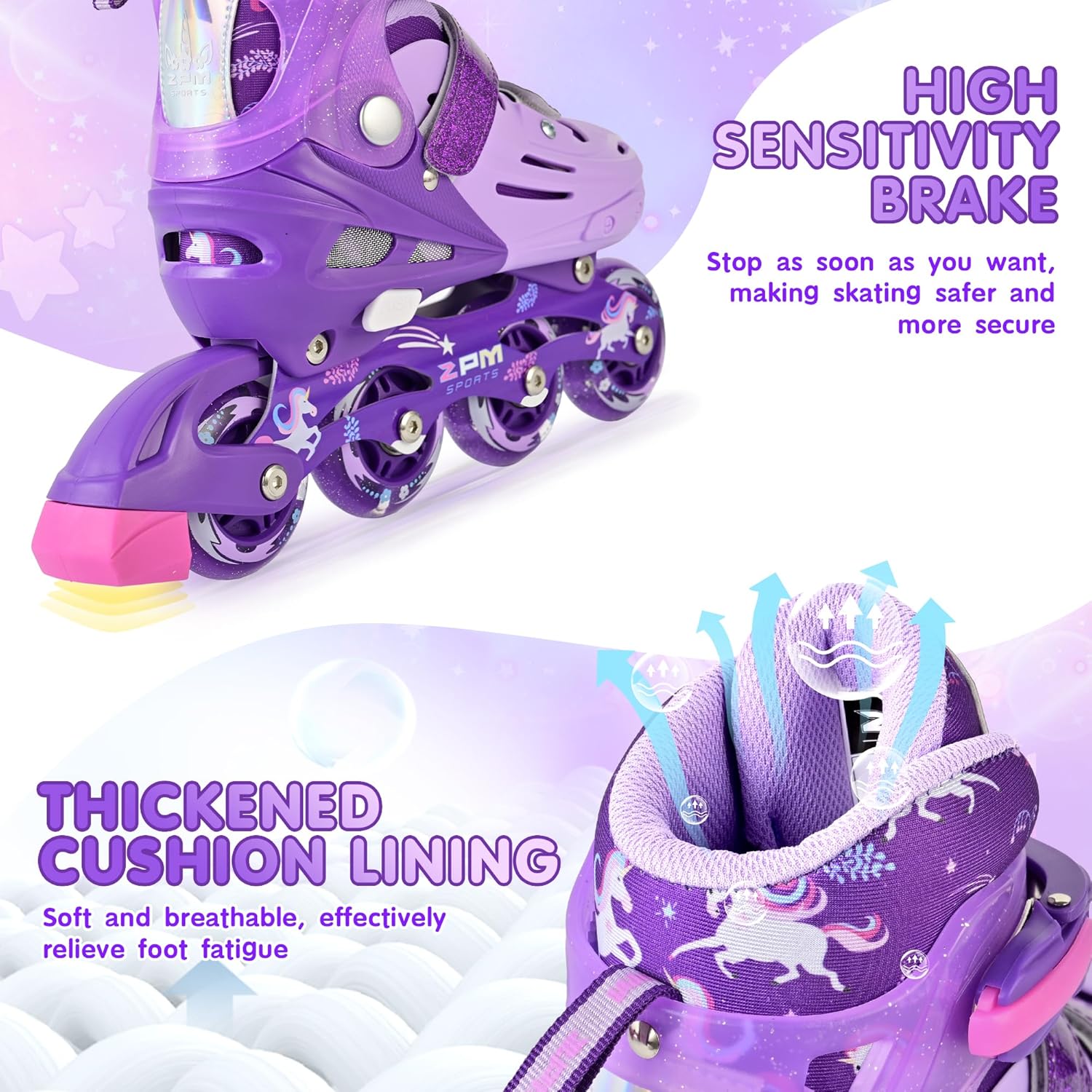 2PM SPORTS Inline Skates for Kids Boys Girls Ages 5-8 8-12 3-5 4-8 6-12 with Light Up Wheels, Adjustable Children's Roller Skates Blades for Toddler Beginner Youth Indoor Outdoor