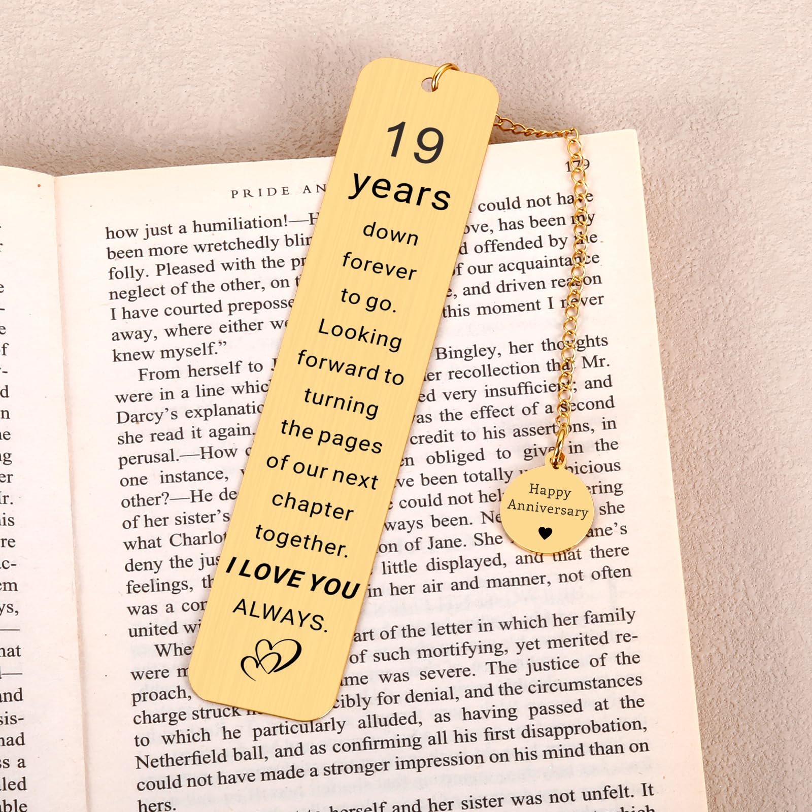 19th Bronze Anniversary Gifts for Men Women, 19th Wedding Anniversary Bookmark Gifts for Wife Husband Couples, Bronze Gift for 19 Year, Happy 19 Anniversarys Bookmark Gift for Mothers Day Fathers Day