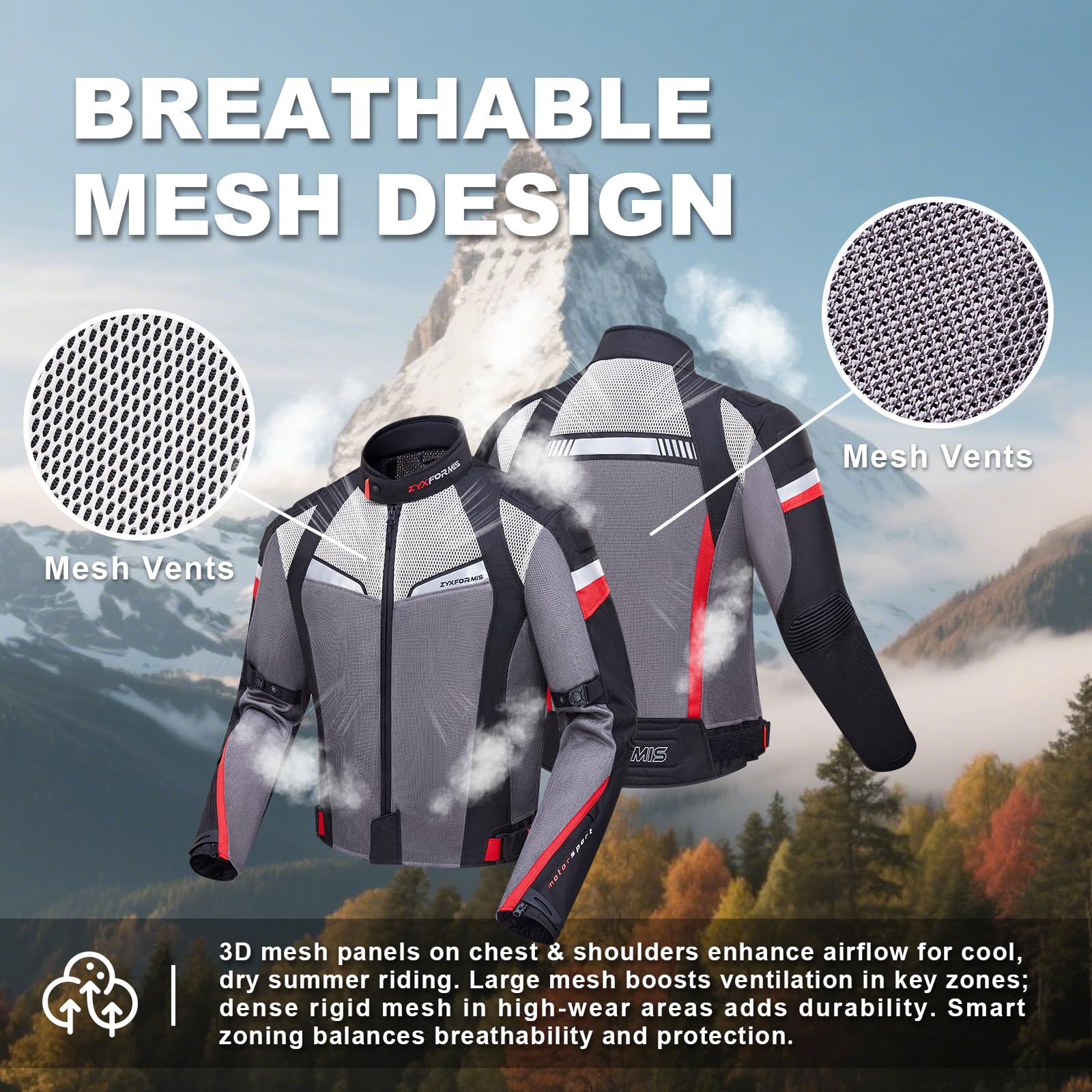 Chaqueta Moto Hombre Verano con Protecciones Homologadas, Cazadora de Moto en Tejido Técnico Perforado, Ropa de Motociclista Ligera, Transpirable y Anti-abrasión