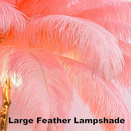 Miniatura 2 de Jcgly Lámpara de pie con 35 plumas de avestruz naturales, lámpara de pie con 3 luces LED ajustables de color, con interruptor de pie, para