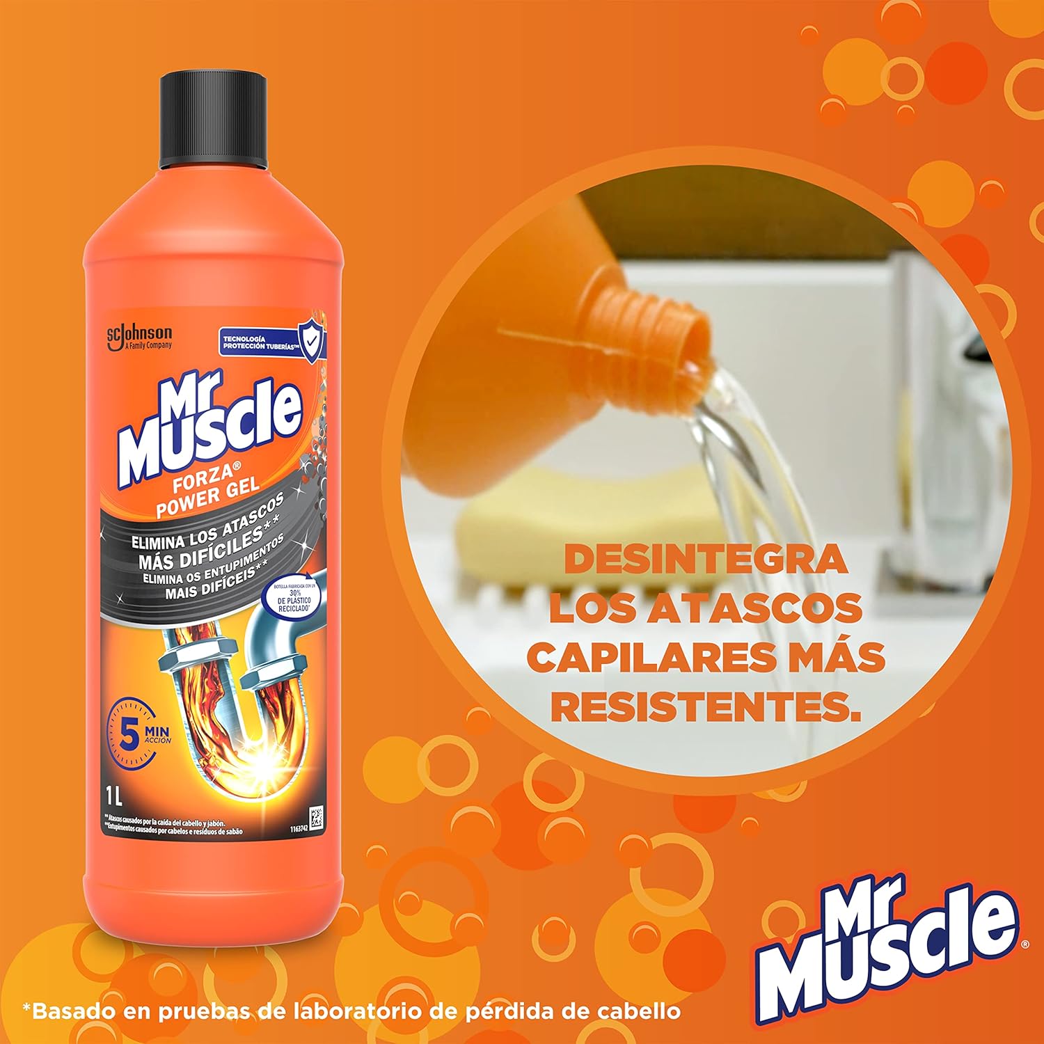 Desatascador y limpiador de tuberías Mr Muscle por 5,69€ en compra recurrente (compra 3 por el precio de 2)