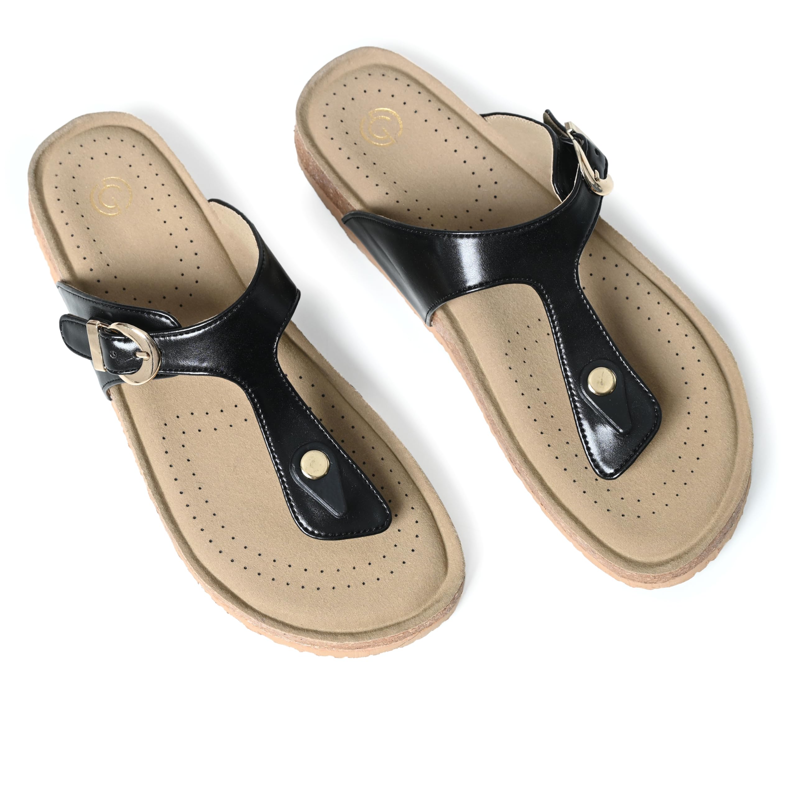 GLAMSTREET Natural Cork Footbed with Premium Cushion Sandals for Women for Daily Use| Stylish, Outdoor & Fashion Forward, Shoe Size - 4, Black (B0DBDX3ZZ2) Amazon Price History, Amazon Price Tracker