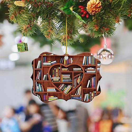 Miniatura 4 de 10 piezas de bibliotecario de corazón para amantes de los libros, libros apilados, decoración de estantería, biblioteca, adorno de Navidad para