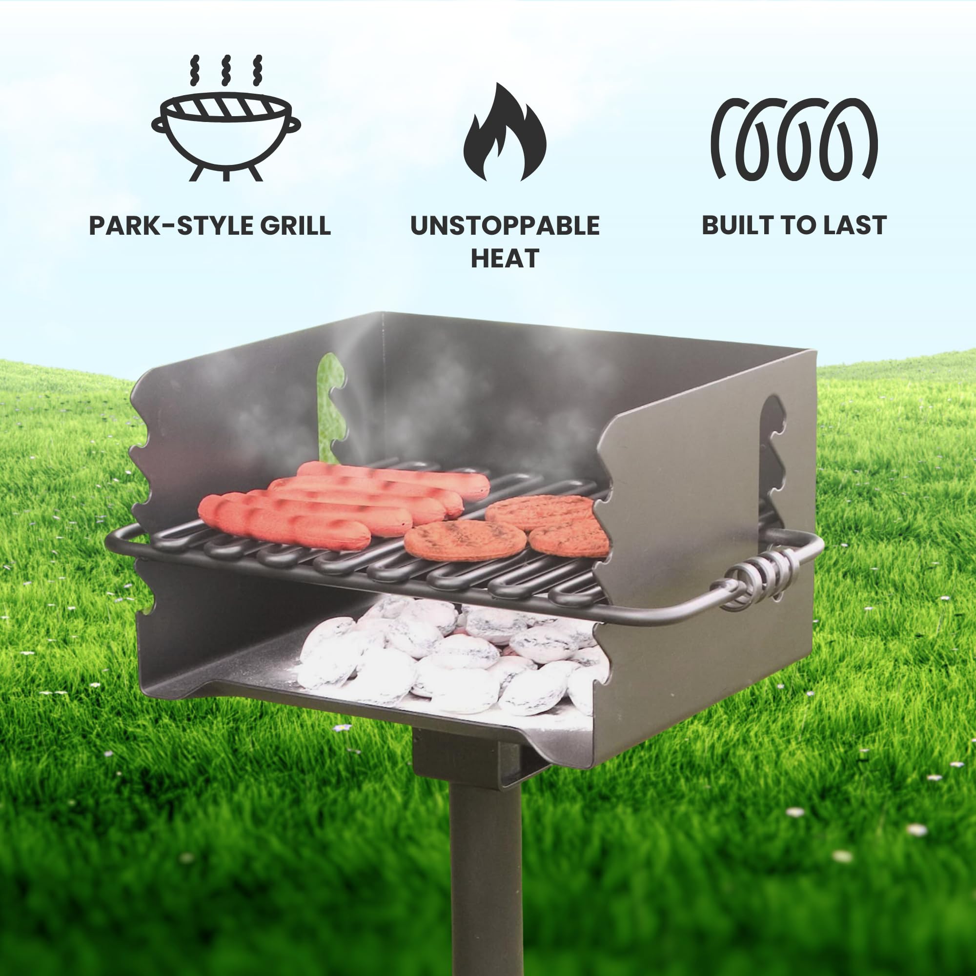 Paquete de 2 parrillas de carbón, parrilla de camping estilo parque con giratorio, CBP-135 2