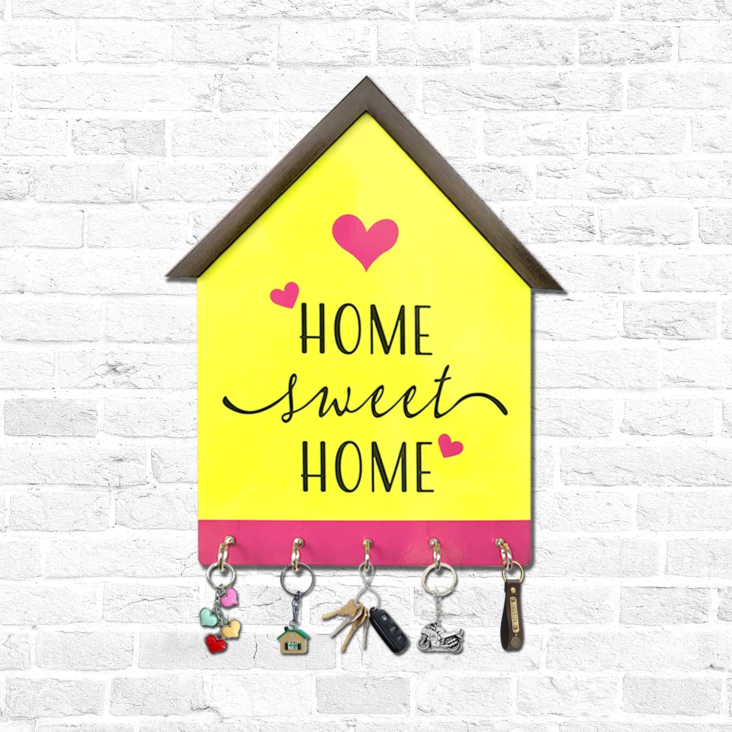 Bee Creative Designer Colorful Wooden Key Holder for Home Decor Stylish | Key Holder for Home | Key Stand with 5 Hooks (Home Sweet Home) (B0C2ZT8YLQ) Amazon Price History, Amazon Price Tracker