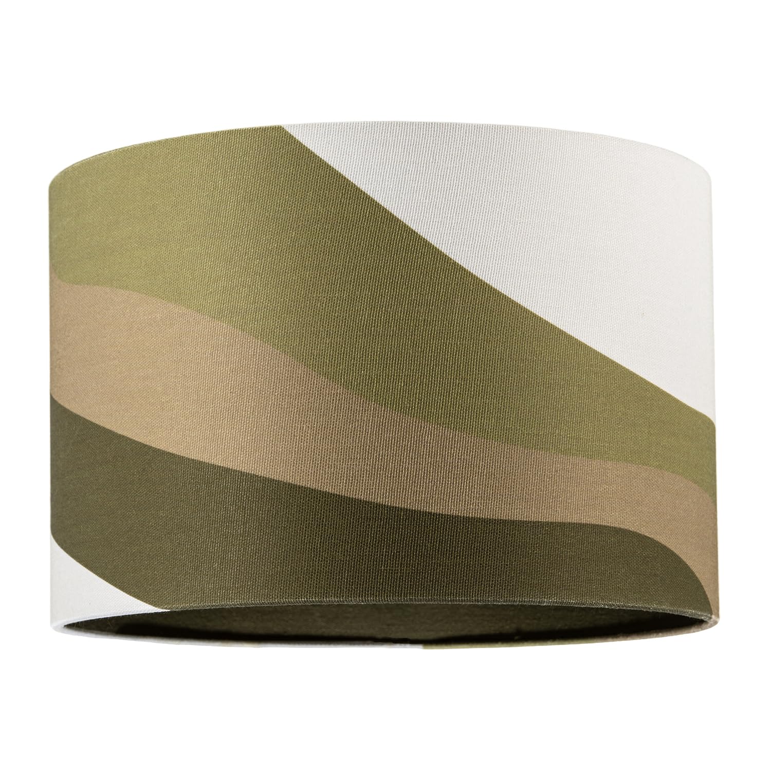 Contemporary Olive Green Linen Fabric Drum Lamp Shade with Inner and Outer Wavy Design | 30cm Diameter | Organic Layered Pattern by Happy Homewares — image 1