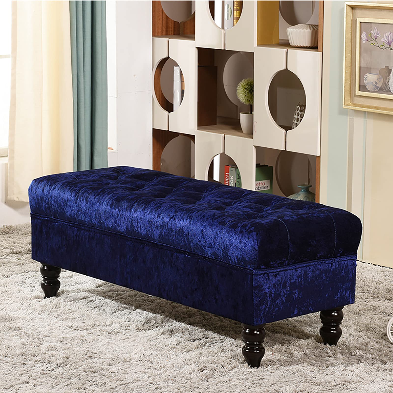 Pouf de stockage premium capitonné pour salon haut de gamme
