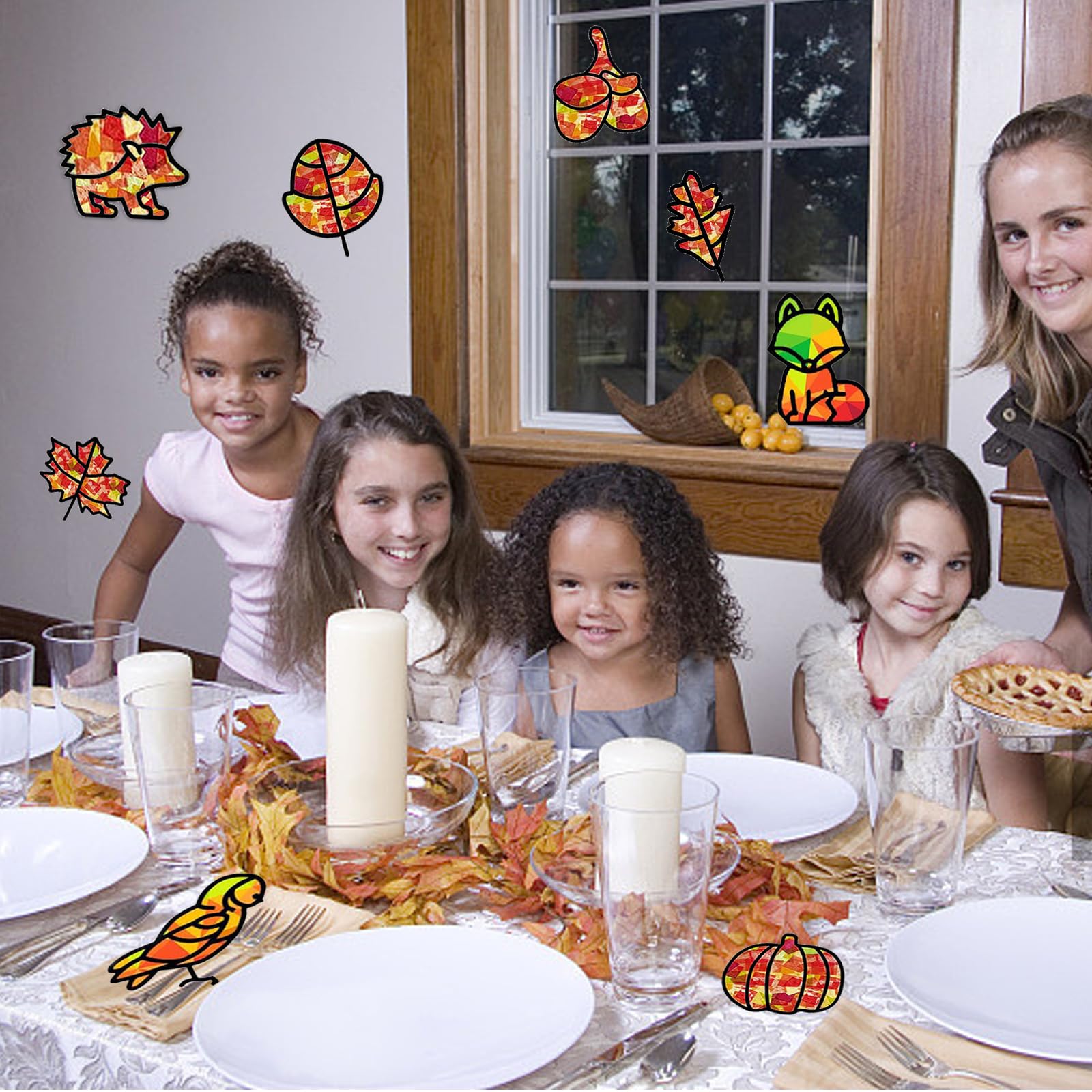 Xbessc 13 Pièces Enfant Kit D'Artisanat D'Automne, DIY Gommettes Automne Feuilles Enfant, Loisirs Créatifs Avec Papier Ciseaux Corde Et Autocollants De Transfert Pour Halloween Thanksgiving