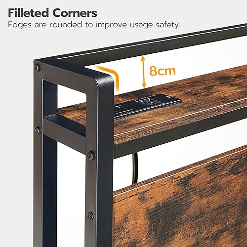 Miniatura 8 de HOOBRO Cabecera tamaño Queen, cabecero con 2 salidas y 4 puertos USB, altura ajustable, estante de almacenamiento, resistente y estable, fácil