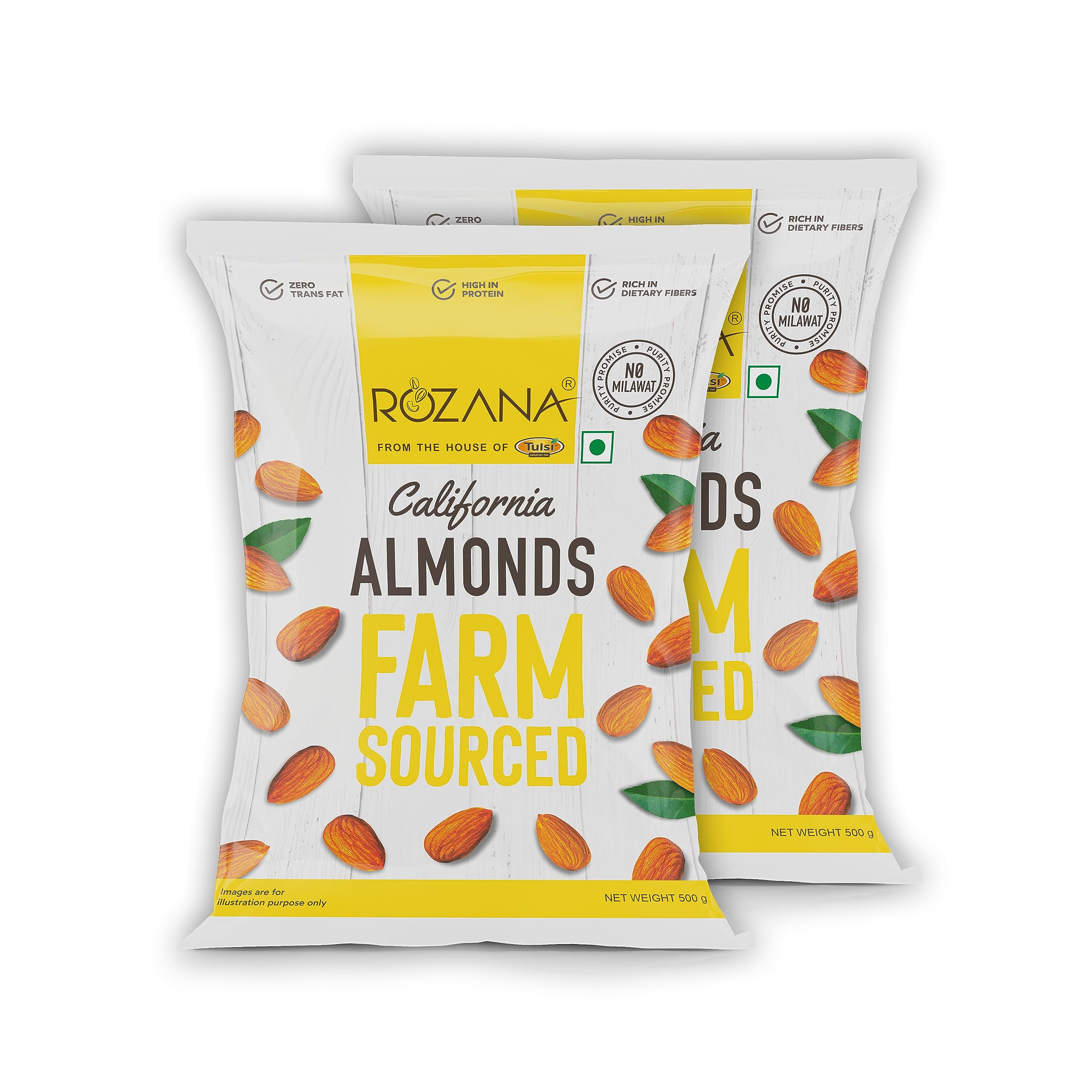 Tulsi Rozana California Almonds 1Kg (500g x 2) | Whole Almond | Rich in Protein | Good for Health | Loaded with Antioxidants | Nuts & Dry Fruits| Rozana Badam Giri | Healthy Nuts |(Pack of 2) (B09GPQN2K2) Amazon Price History, Amazon Price Tracker