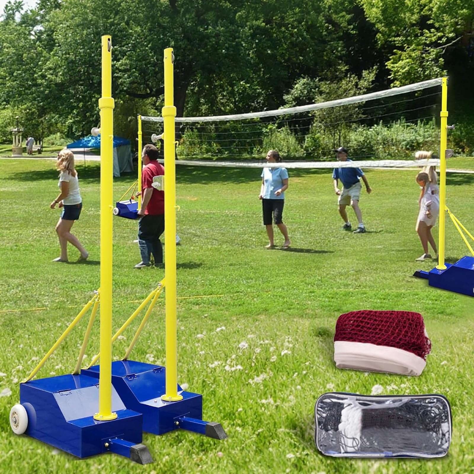 Set di pali da badminton da pallavolo, rete portatile per sport, giardino, base stabile, resistente