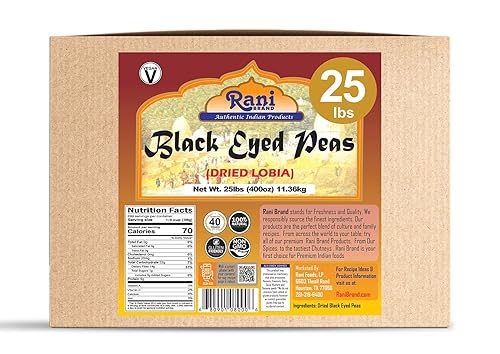 Miniatura 6 de Rani Black Eyed Peas Dry Lobhia - Caja a granel de 400 onzas 25 libras 250lbs  Todo natural vegano apto para gluten producto de Estados Unidos