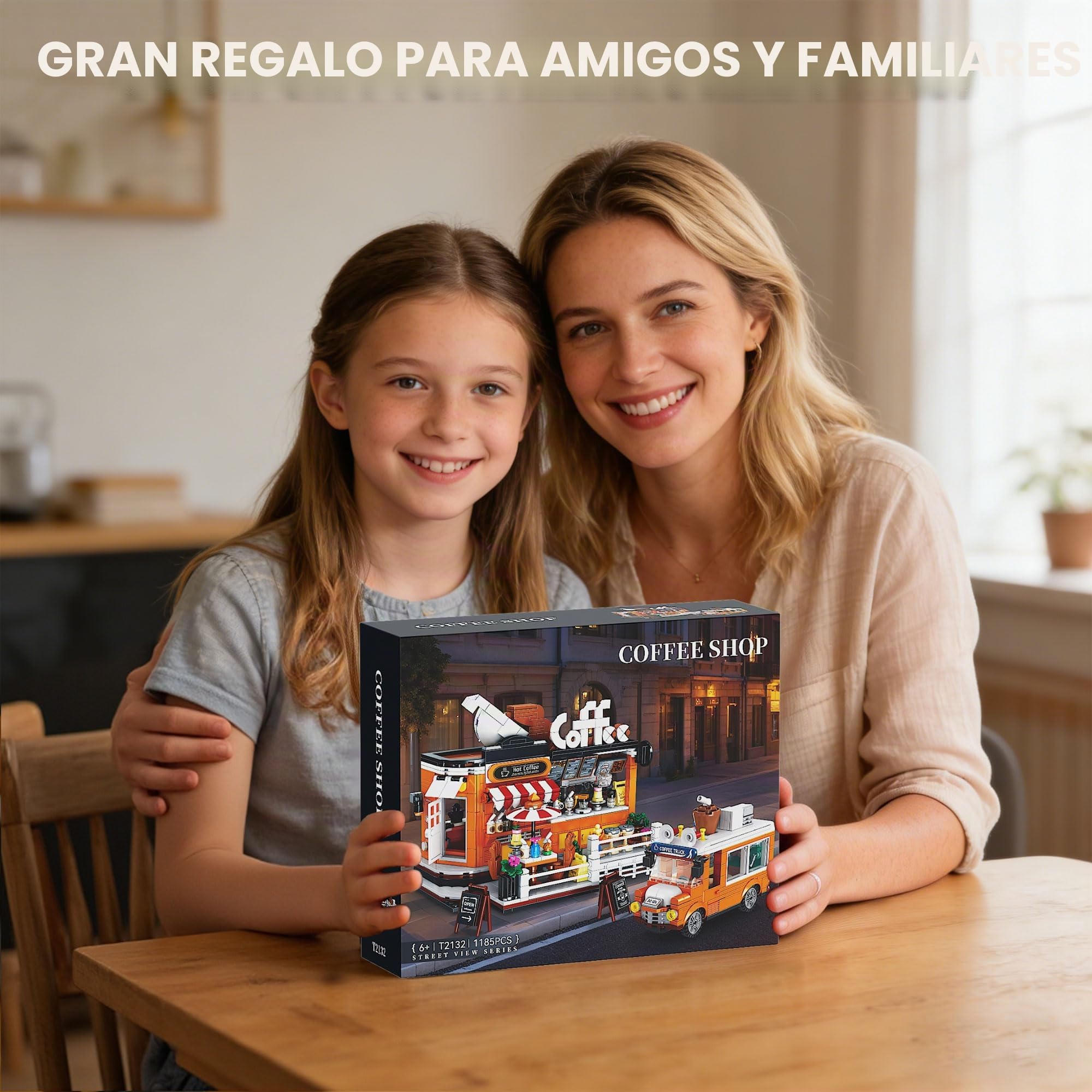 TYCOLE City Coffee House Juego de Bloques de Construcción, 1185 Piezas de Cafetería, Juguetes de Construcción con Coche de Café Móvil, Regalo de Cumpleaños para Adultos, Niños y Niñas de 8 a 12 Años