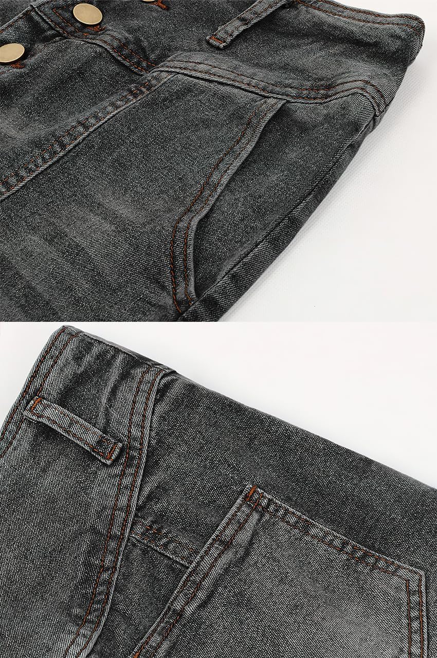 ebossy Women's High Rise Distressed Wash Denim Skirt A Line Swing Maxi Long Jean Skirts - Image 4