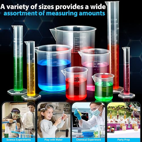 Miniatura 2 de moveland Cilindros graduados de plástico y vasos con 5 pipetas, 0.3 fl oz, 0.8 fl oz, 1.7 fl oz, 3.4 fl oz, cilindros, 1.7 fl oz, 3.4 fl oz, 8.5 fl