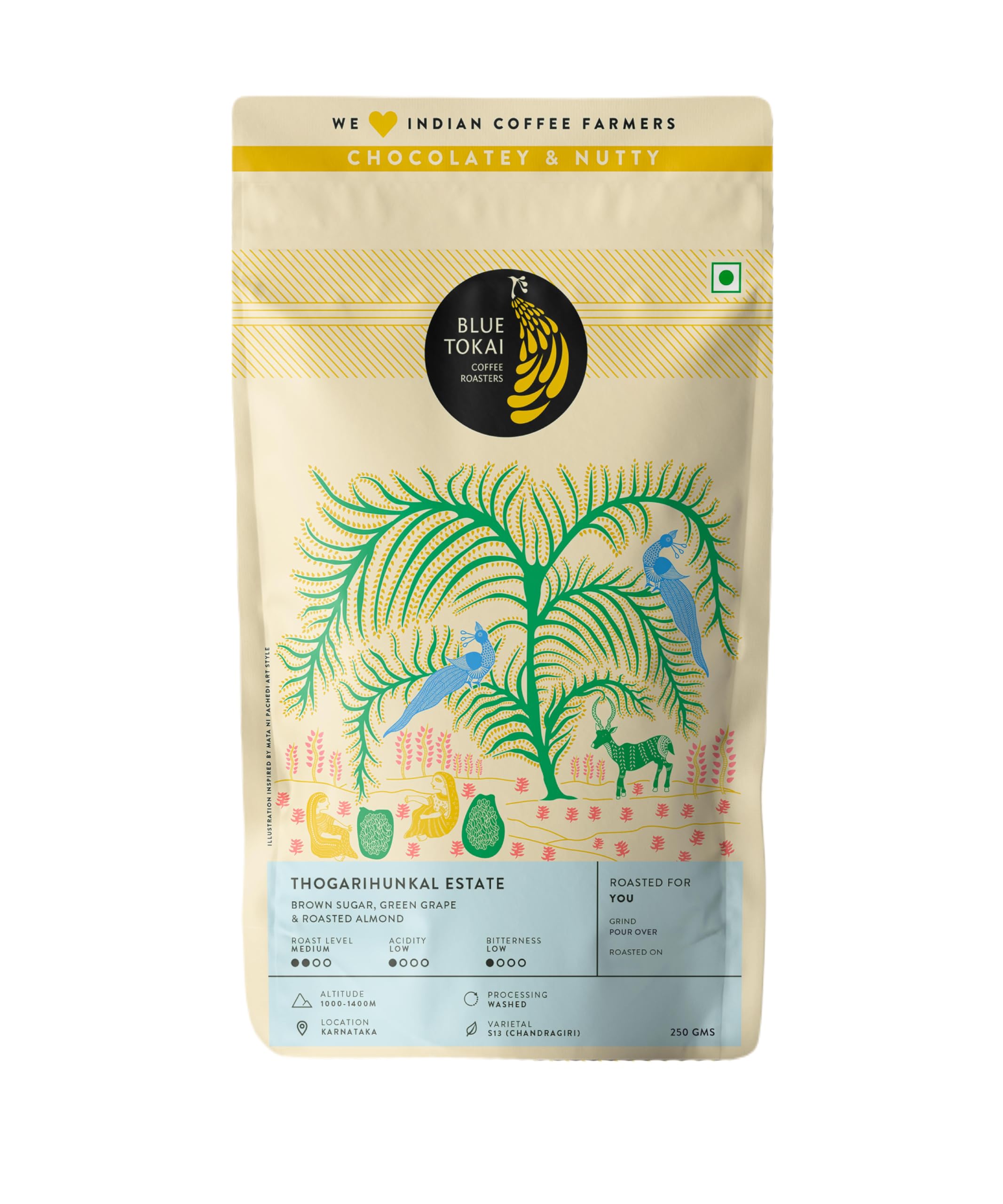 Blue Tokai Coffee Roasters Thogarihunkal Estate Washed - Medium Roast (Pourover Grind) 250g | Made With 100% Specialty Grade Arabica Freshly Roasted Ground Coffee, Bag (B0D6RFBW67) Amazon Price History, Amazon Price Tracker