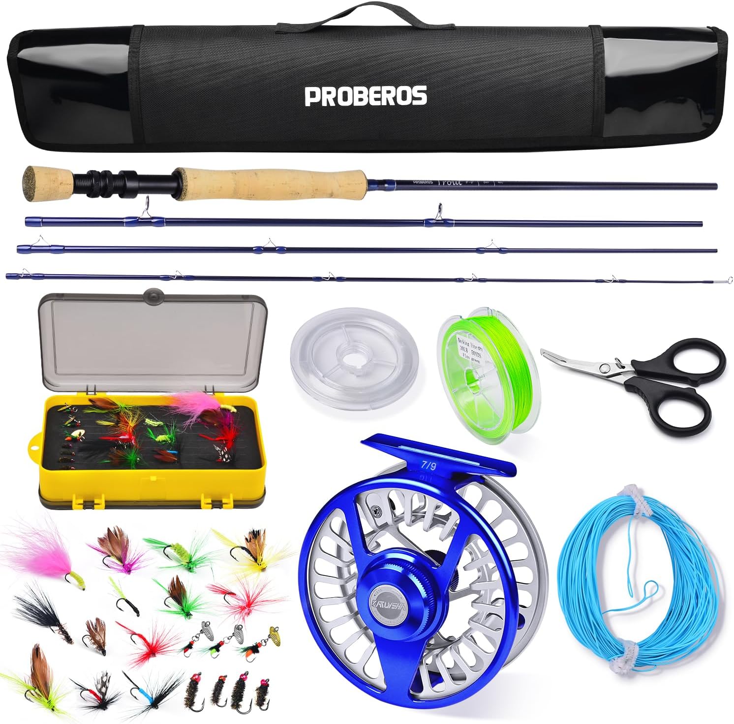 Fly Fishing Rod and Reel Combo - 4 Piece Fly Rod and Reel Kit - 9' 5/6# Rod with Travel Case A-8 Wt 9' Rod + 7/9 Reel