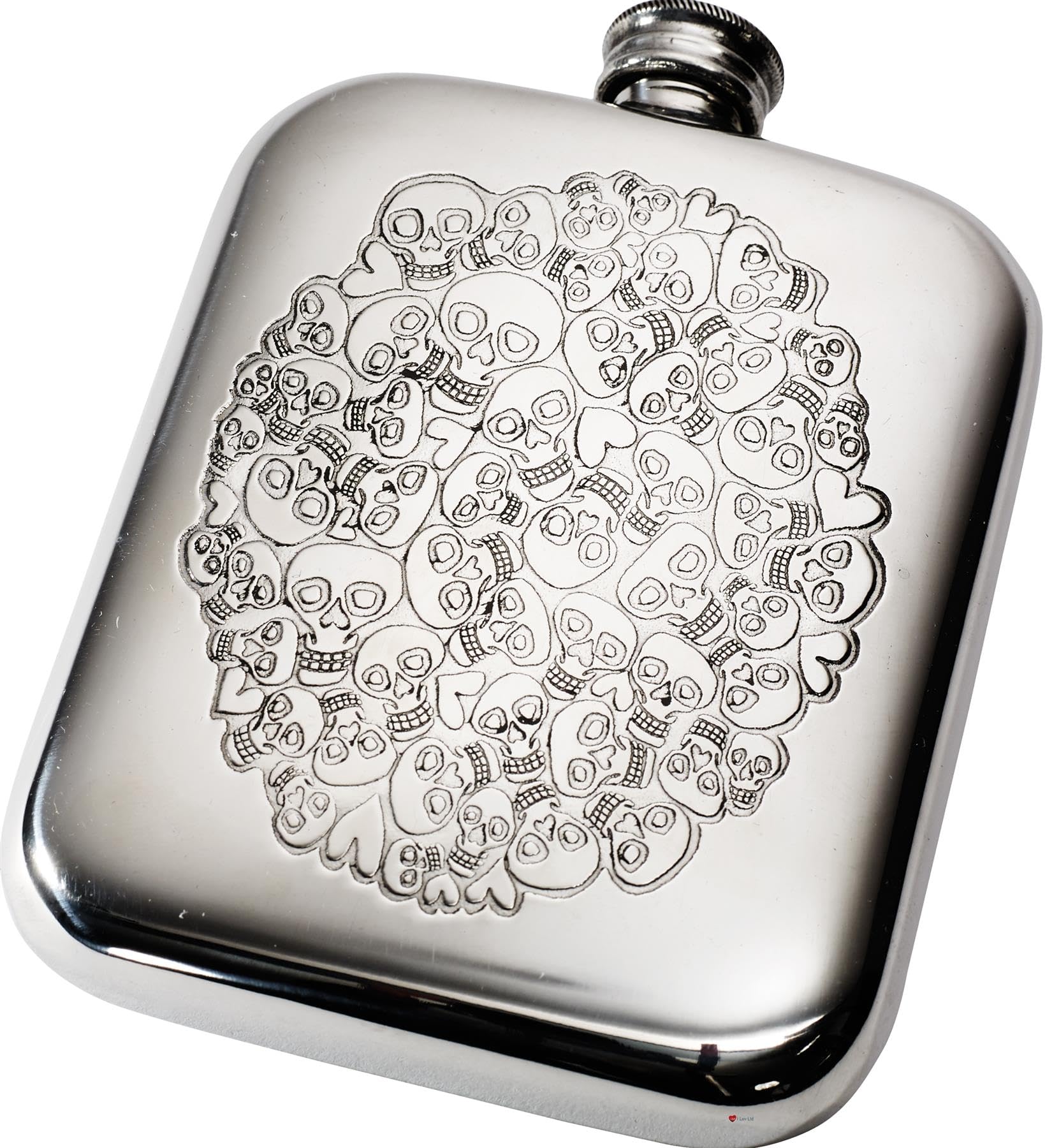 Flasque de poche 6 oz en acier poli avec gravure personnalisée et motif relief