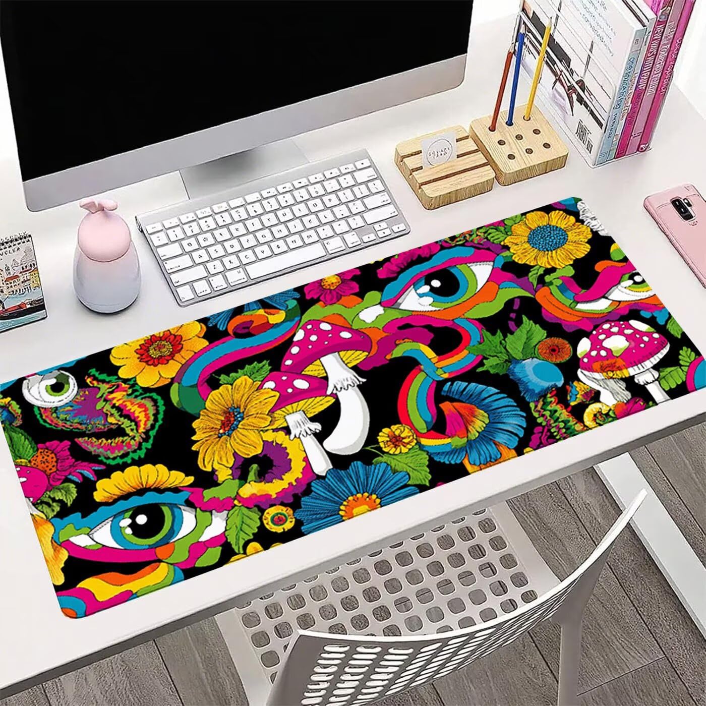Podkładka pod mysz do gier Kolorowa podkładka pod mysz XXL 1200 x 400 mm podkładka pod mysz ręcznie szyta antypoślizgowa podkładka pod mysz abstrakcyjną do pracy, biura, wystroju domu, szybciej
