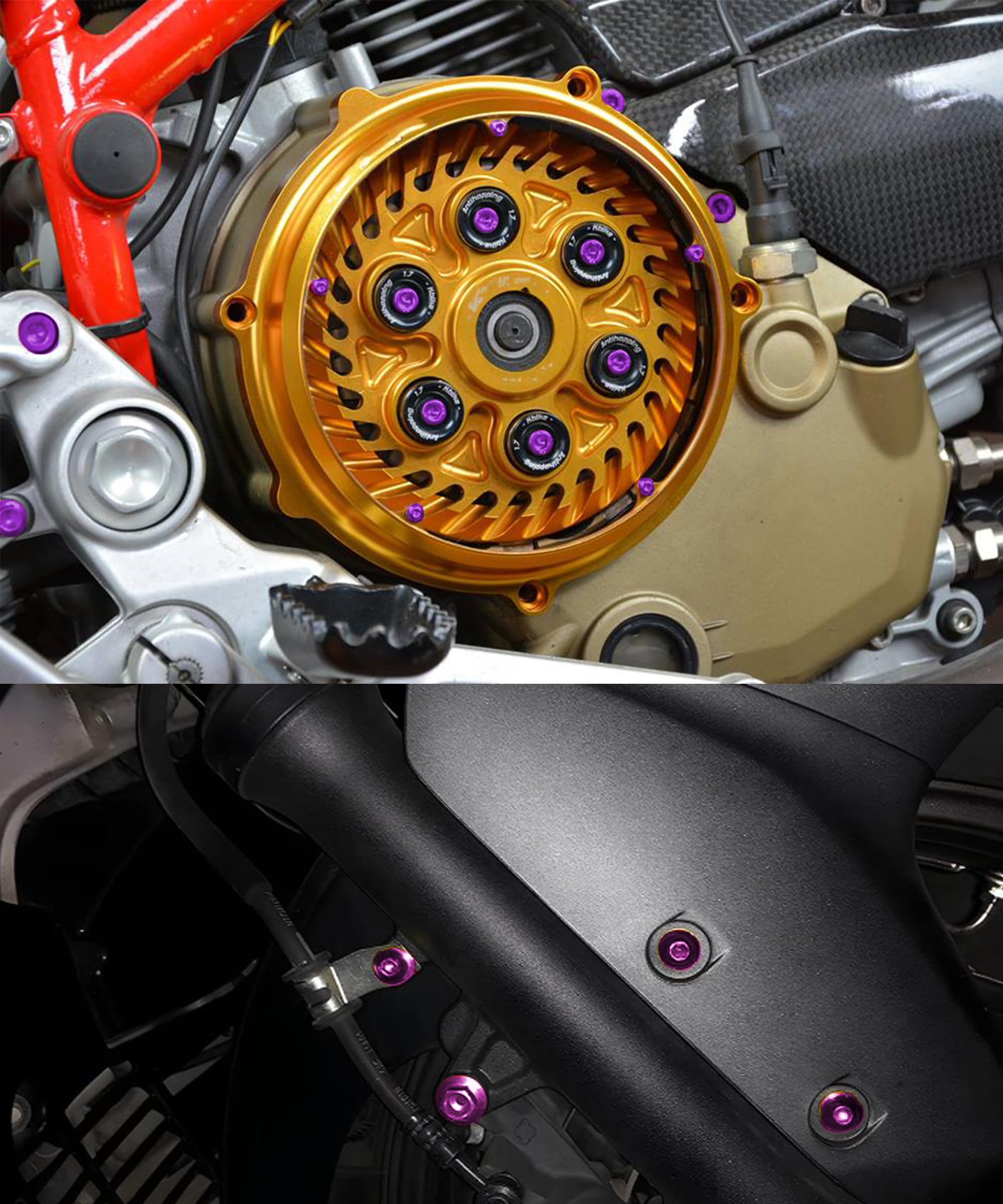 177PCS Kit Visserie Moto,Kit de Boulons de Carénage de Motos,Boulons de Carénage En Aluminium,Ensemble de Capots de vis de Moto,Convient à la Plupart des Motos,Sports Motorisés (Violet)