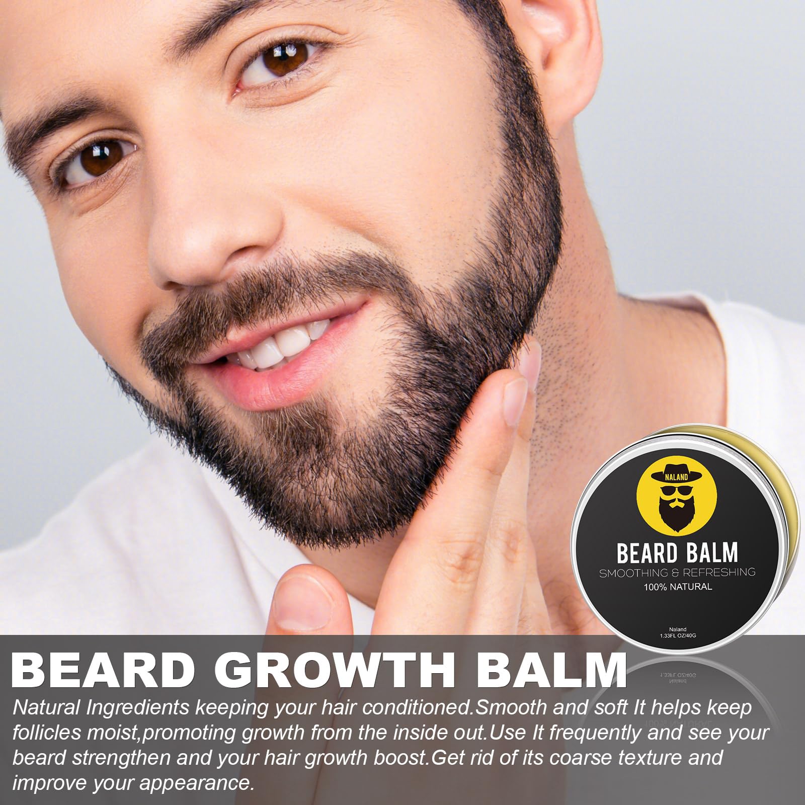 INVJOY Kit per la crescita della barba, Dermaroller con 540 aghi, olio di siero per la crescita della barba, balsamo da barba, regalo perfetto per gli uomini model 195