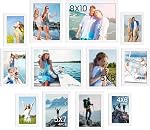 Heimlove Collage Picture Frames Set of 12，White Photo Frames for Wall Gallery Decor, Two 8x10, Two 6x8, Four 5x7, Four 4x6 Picture Frames for Multiple Photos